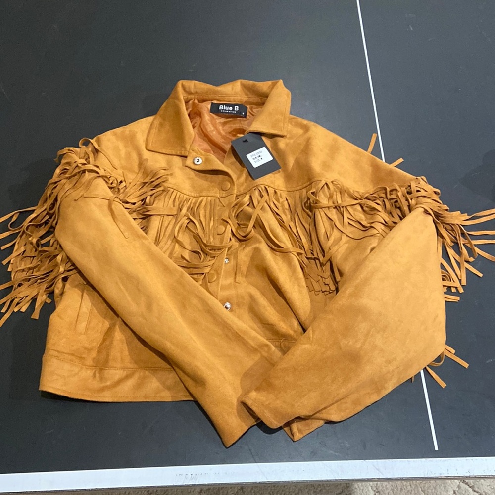 Blue B cropped suede fringe jacket